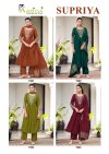 Supriya By Karissa Viscose Coral Silk Kurti With Bottom Dupatta